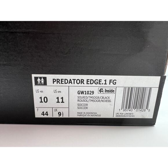 Adidas Predator Edge.1 FG Cleats Men\'s Soccer Shoes Solar Red GW1029 Size 10 NIB main image 11